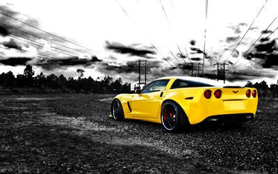 american car, chevrolet, coloring, corvette, selective, sport, vehicle, yellow